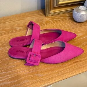 SCHUTZ Schutz Pink Suede Flats Slip On
Buckle Pointed Flats